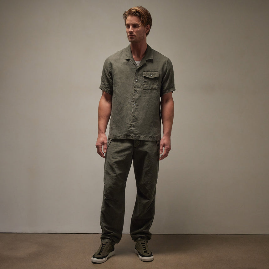 Linen Short Sleeve Pocket Shirt in Palm Pigment | James Perse Los Angeles