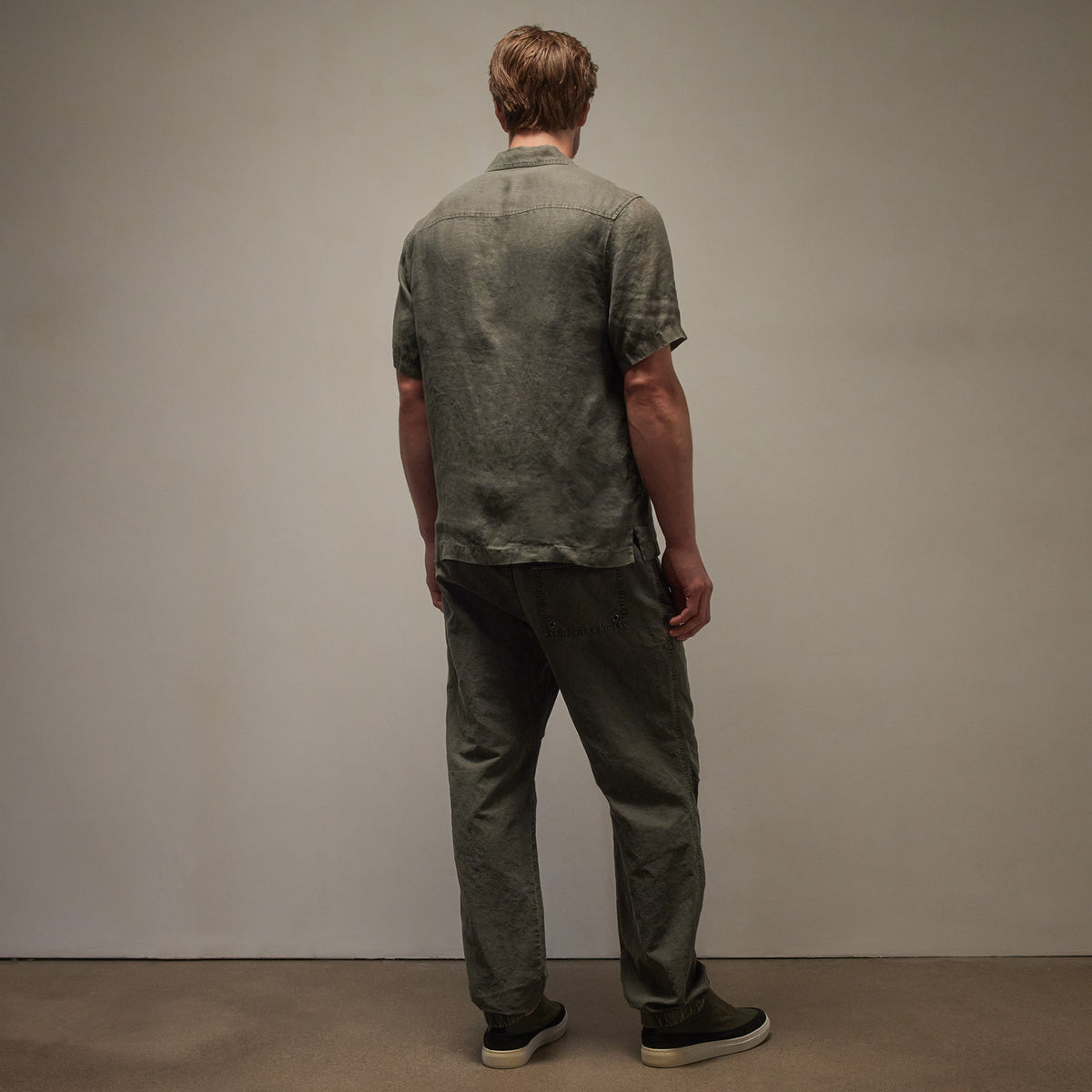 Linen Short Sleeve Pocket Shirt in Palm Pigment | James Perse Los Angeles
