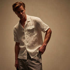 Linen Short Sleeve Pocket Shirt in White | James Perse Los Angeles
