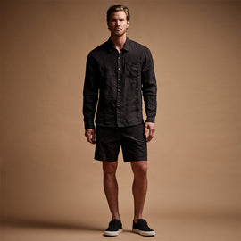 Lightweight Linen Shirt in Black | James Perse Los Angeles