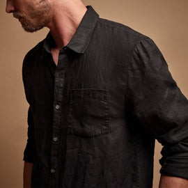 Lightweight Linen Shirt in Black | James Perse Los Angeles