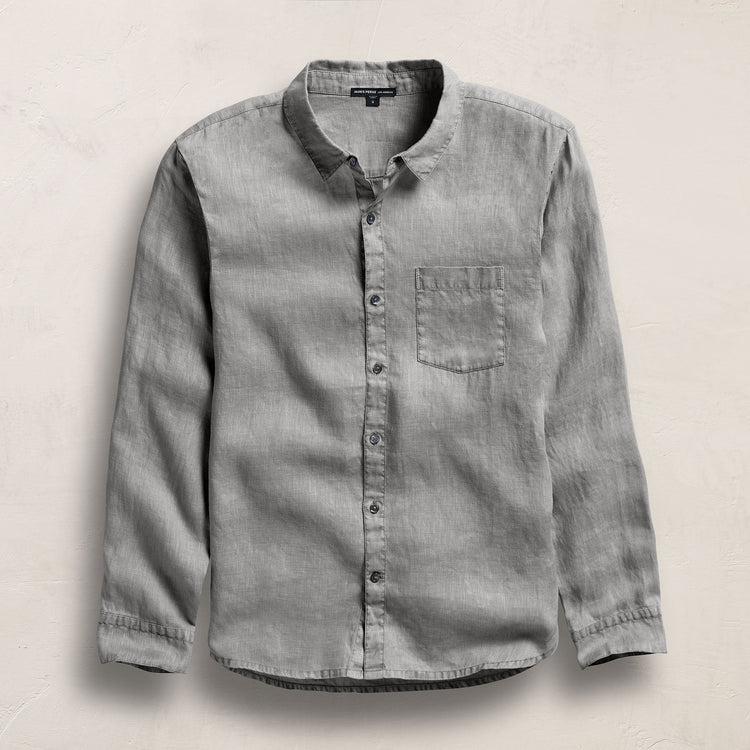 Lightweight Linen Shirt in Silver Grey Pigment | James Perse Los Angeles