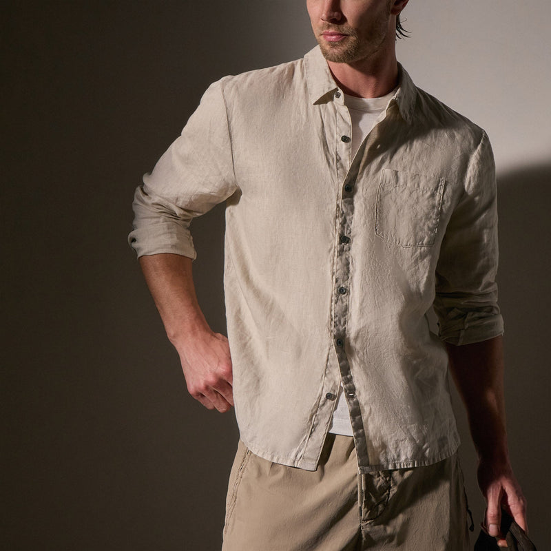 Lightweight Linen Shirt in Salt Pigment | James Perse Los Angeles