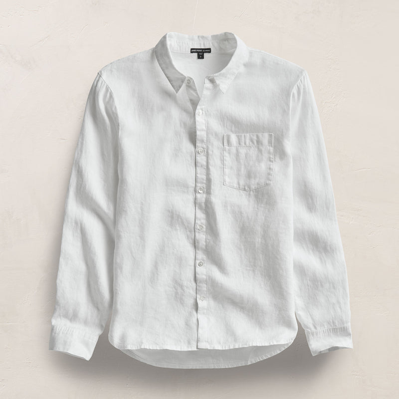 James Perse Lightweight Linen Shirt - White James Perse Lightweight Linen Shirt - White