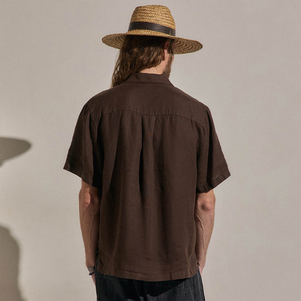 Lightweight Linen Short Sleeve Shirt in Bark Pigment | James Perse Los Angeles