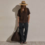 Lightweight Linen Short Sleeve Shirt in Bark Pigment | James Perse Los Angeles
