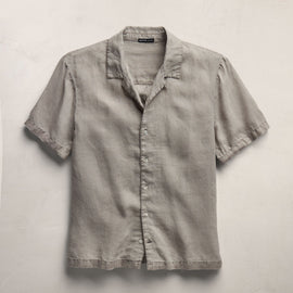 Lightweight Linen Short Sleeve Shirt - Fog Pigment