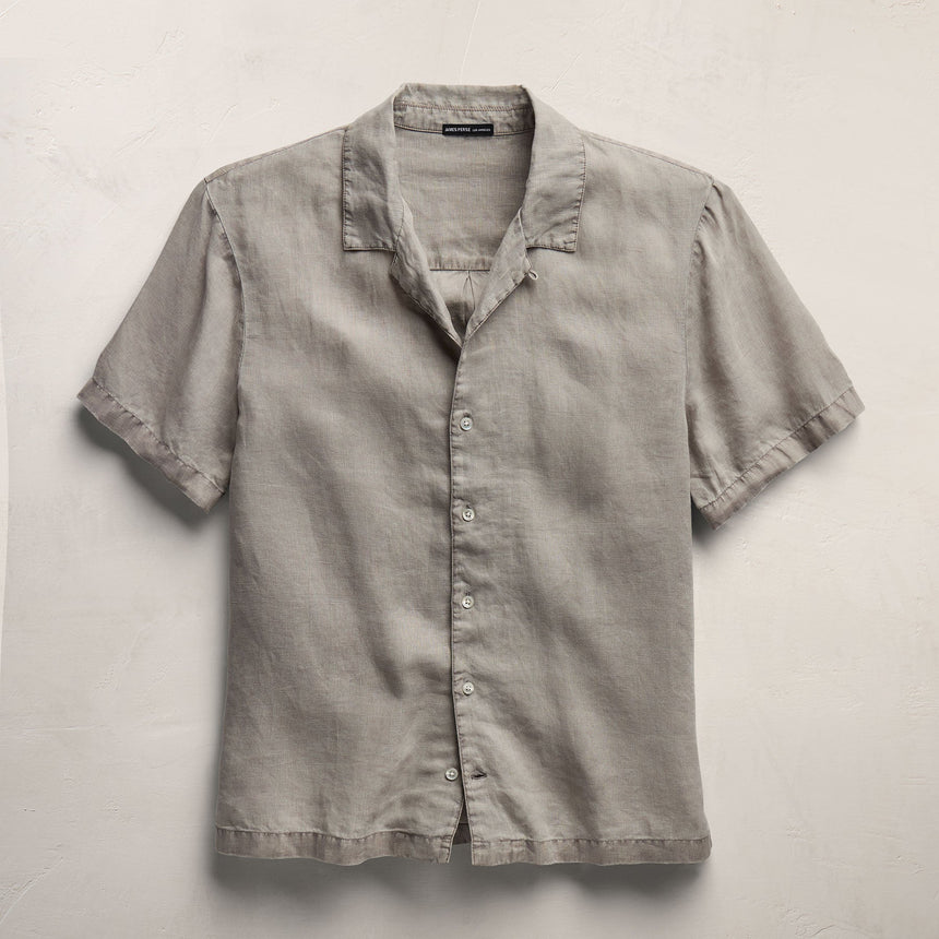 Lightweight Linen Short Sleeve Shirt - Fog Pigment