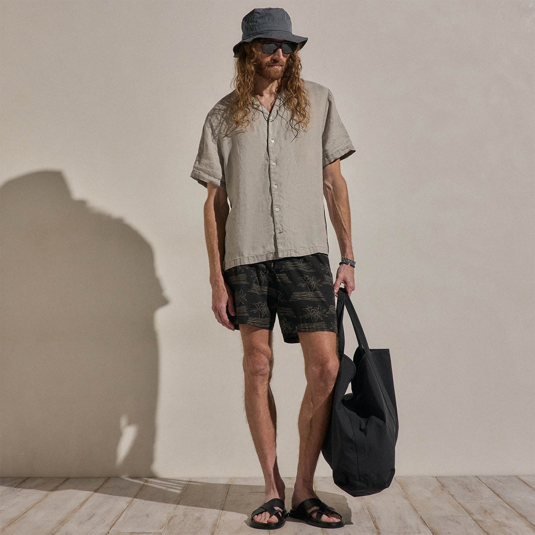 Lightweight Linen Short Sleeve Shirt in Fog Pigment | James Perse Los Angeles