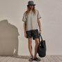 Lightweight Linen Short Sleeve Shirt in Fog Pigment | James Perse Los Angeles