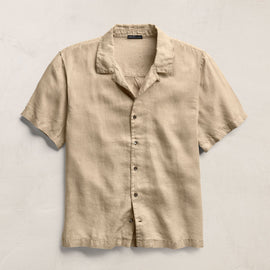 Lightweight Linen Short Sleeve Shirt in Light Khaki Pigment | James Perse Los Angeles
