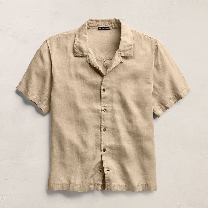 Lightweight Linen Short Sleeve Shirt in Light Khaki Pigment | James Perse Los Angeles