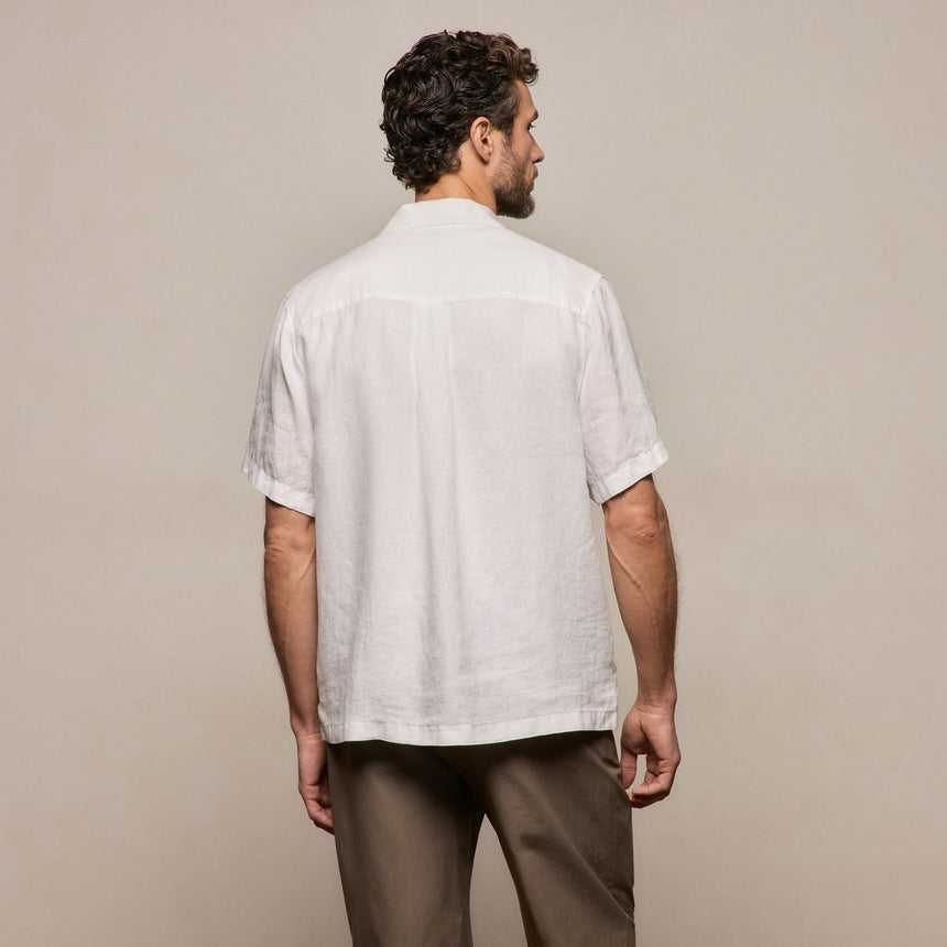 Lightweight Linen Short Sleeve Shirt in White | James Perse Los Angeles