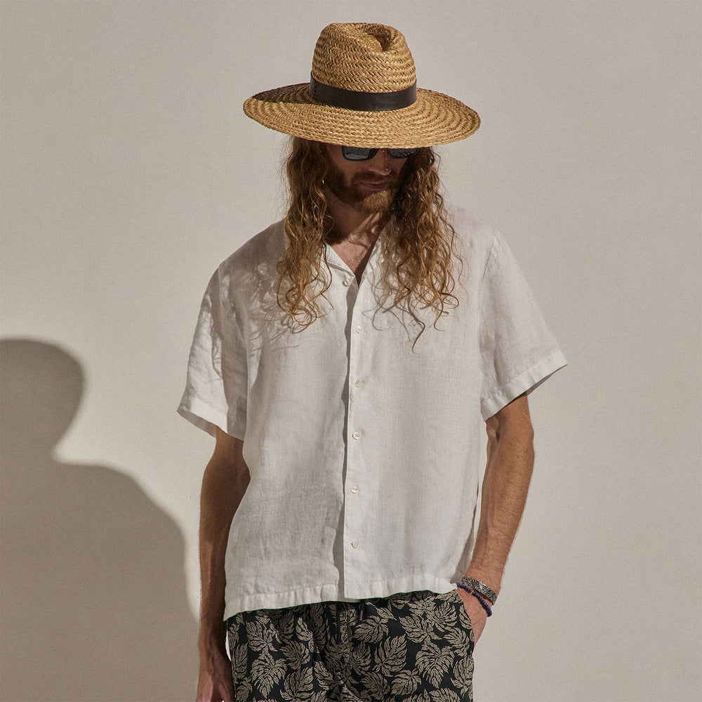 Lightweight Linen Short Sleeve Shirt in White | James Perse Los Angeles