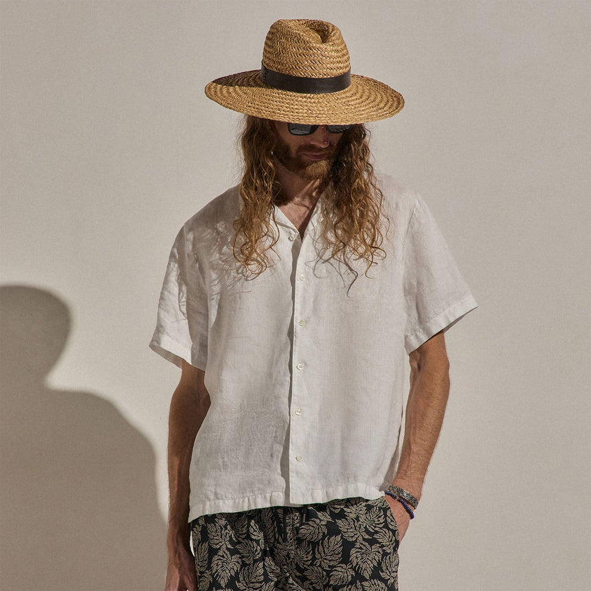 Lightweight Linen Short Sleeve Shirt in White | James Perse Los Angeles
