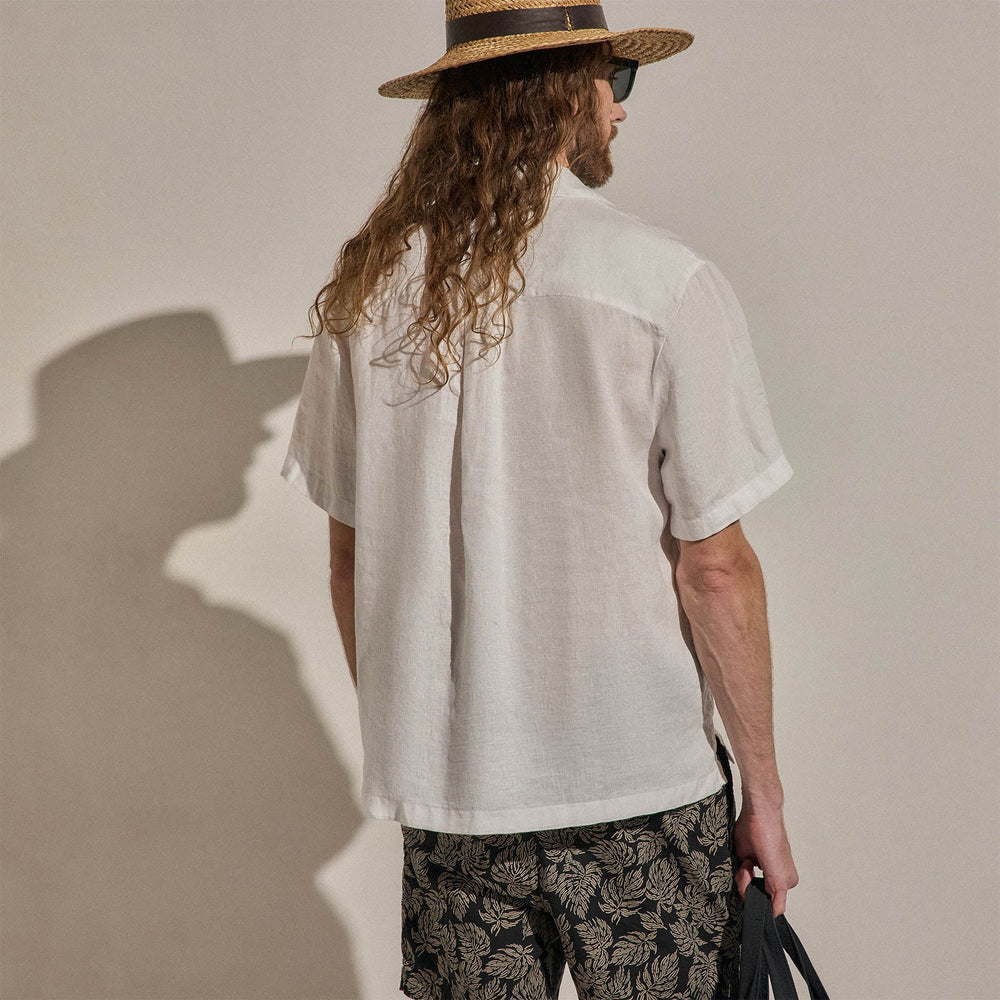 Lightweight Linen Short Sleeve Shirt in White | James Perse Los Angeles