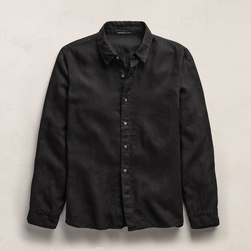 Lightweight Linen Shirt in Black | James Perse Los Angeles