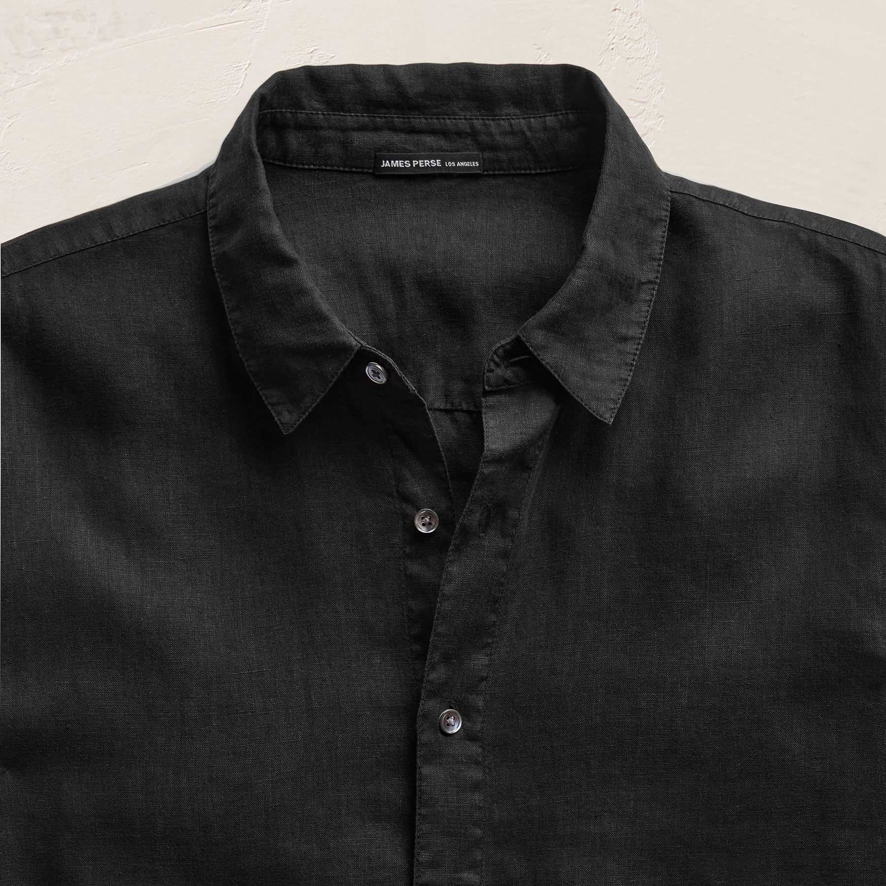 Lightweight Linen Shirt in Black | James Perse Los Angeles