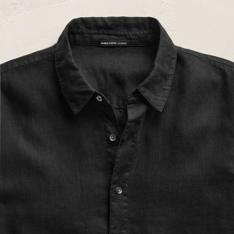 Lightweight Linen Shirt in Black | James Perse Los Angeles