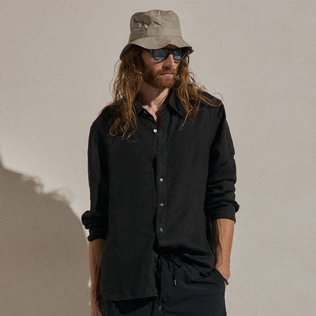 Lightweight Linen Shirt In Black | James Perse Los Angeles