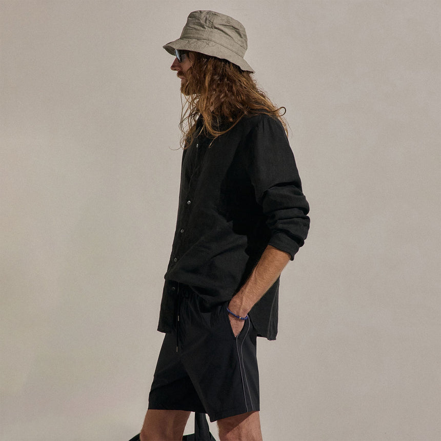 Lightweight Linen Shirt in Black | James Perse Los Angeles