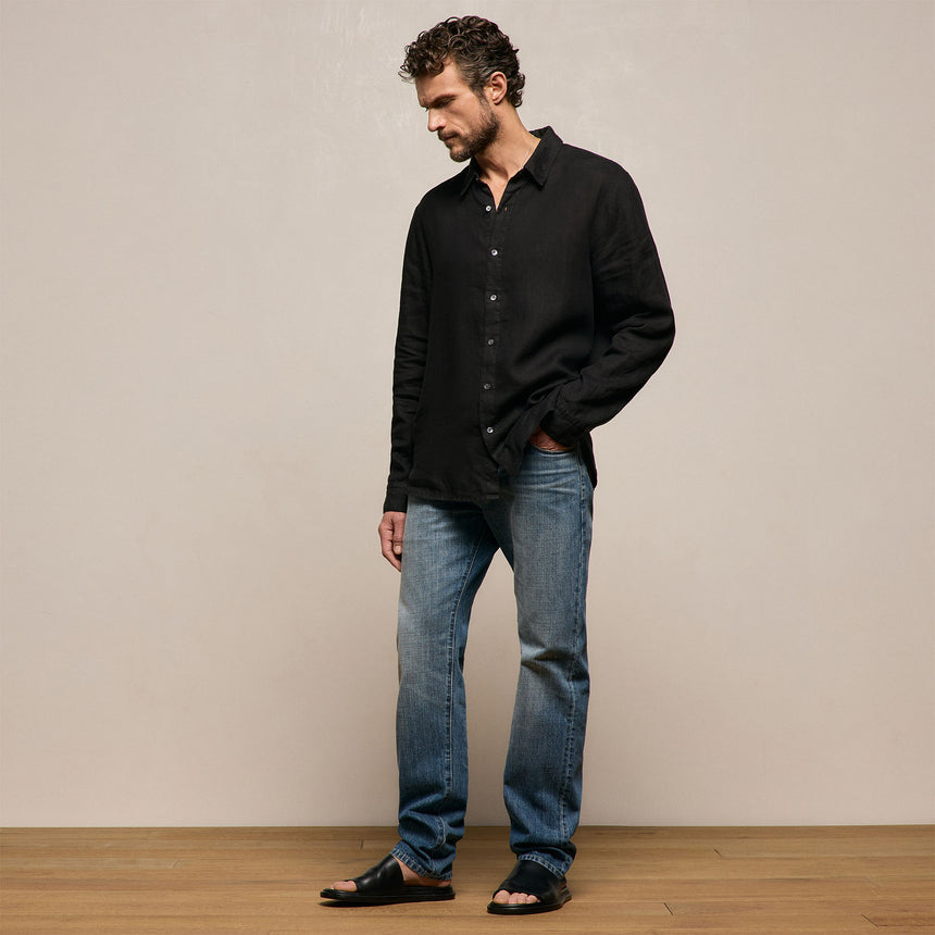 Lightweight Linen Shirt in Black | James Perse Los Angeles