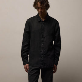 Lightweight Linen Shirt in Black | James Perse Los Angeles