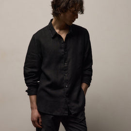 Lightweight Linen Shirt in Black | James Perse Los Angeles