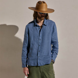 Lightweight Linen Shirt in Danube Pigment | James Perse Los Angeles