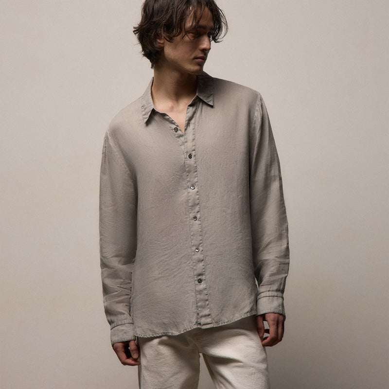 Lightweight Linen Shirt in Fog Pigment | James Perse Los Angeles