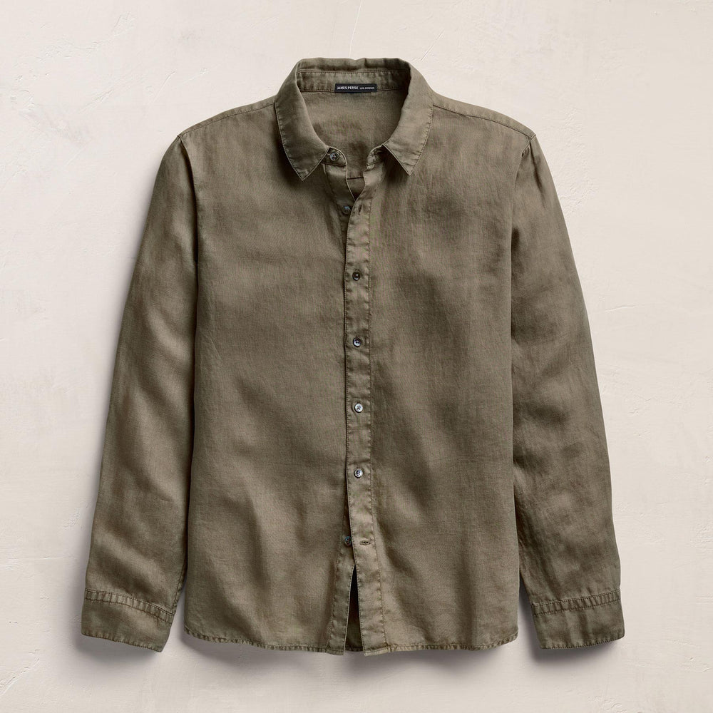 Lightweight Linen Shirt in Light Olive Pigment | James Perse Los Angeles