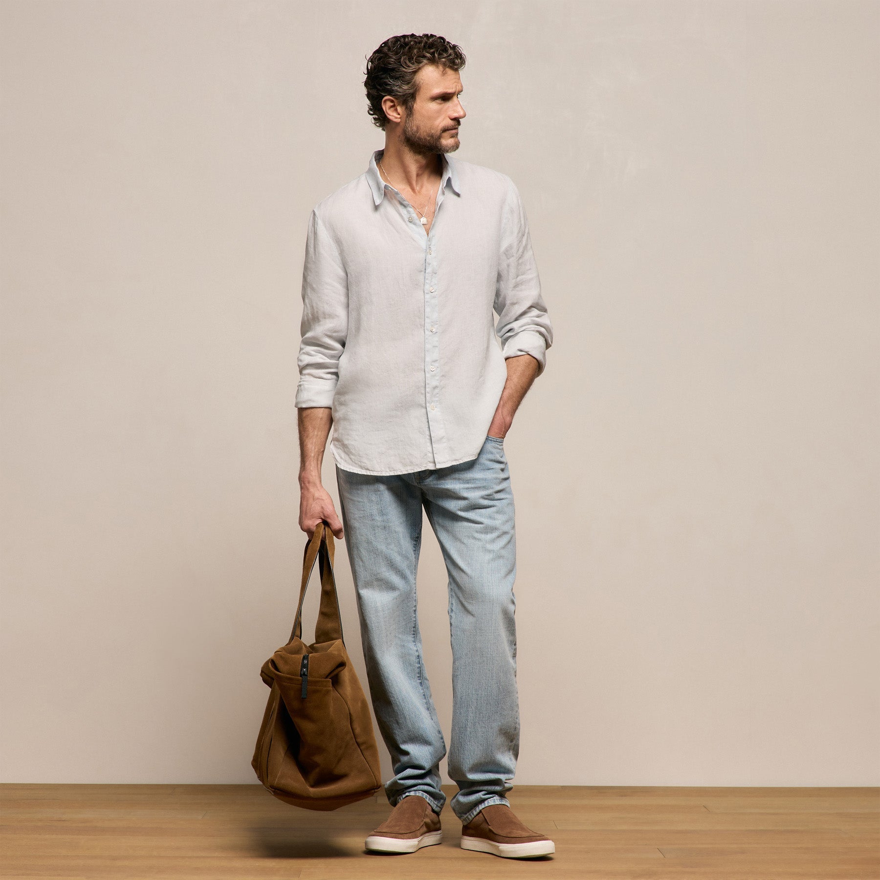 Lightweight Linen Shirt in Memory Pigment | James Perse Los Angeles