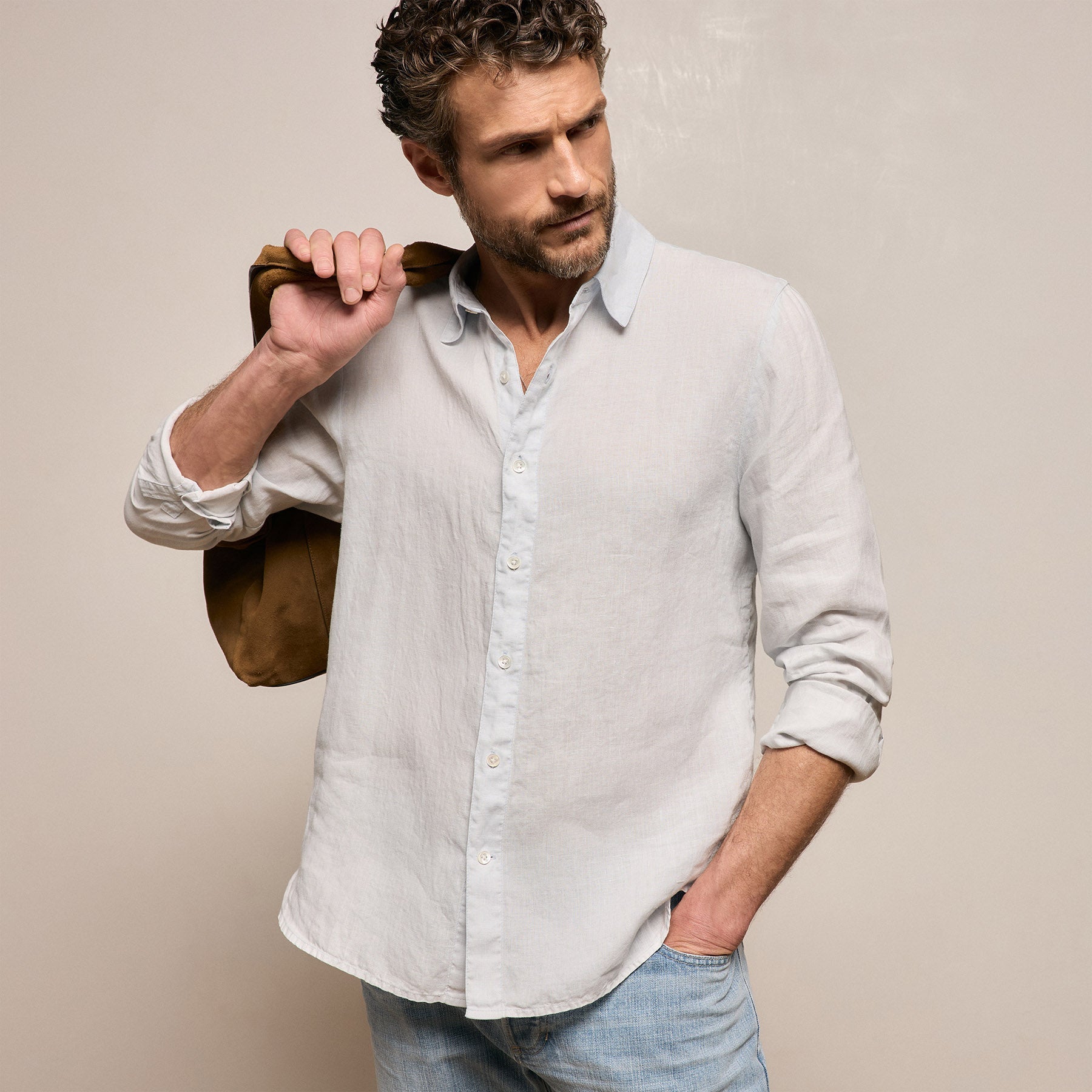 Lightweight Linen Shirt in Memory Pigment | James Perse Los Angeles