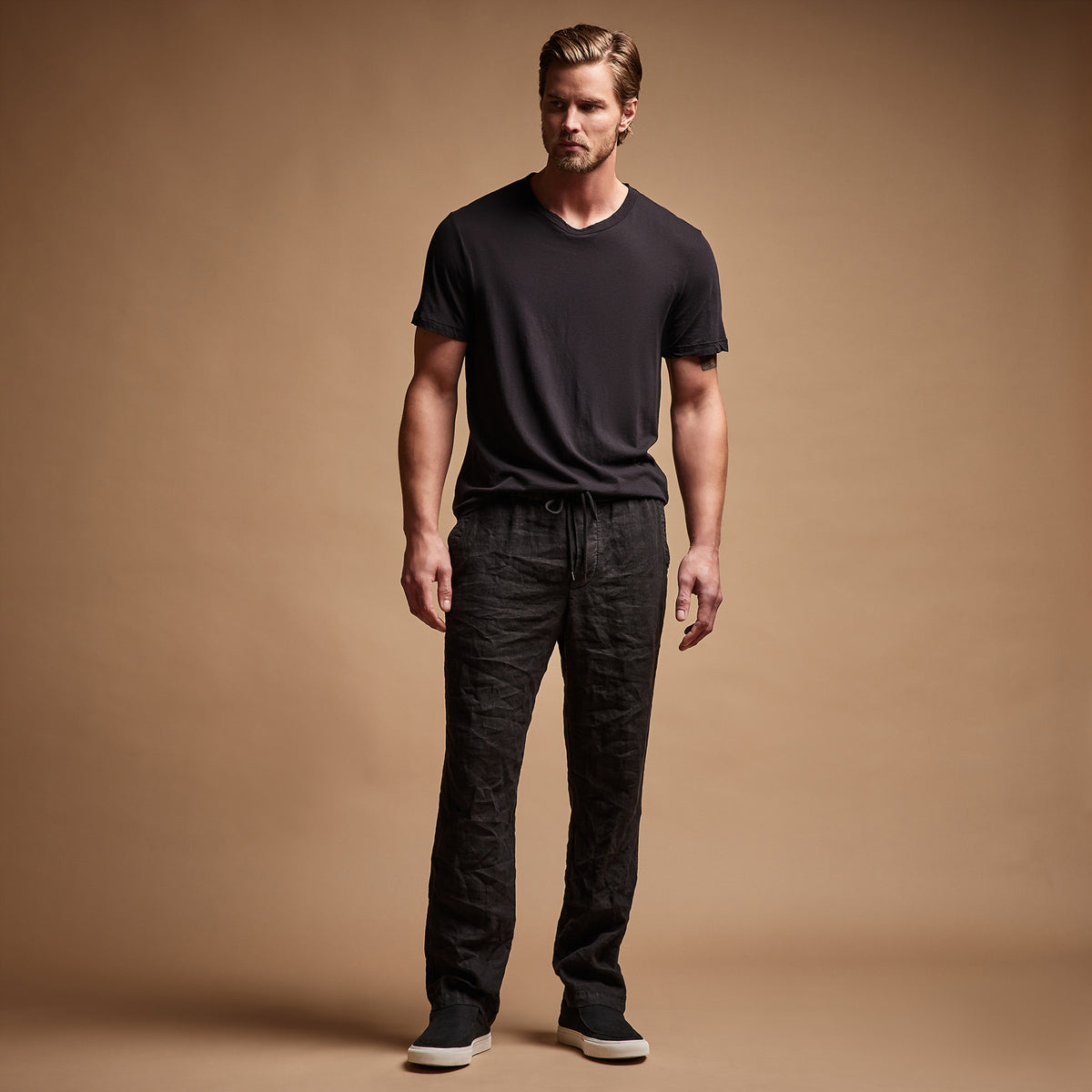 Relaxed Linen Pant in Black | James Perse Los Angeles