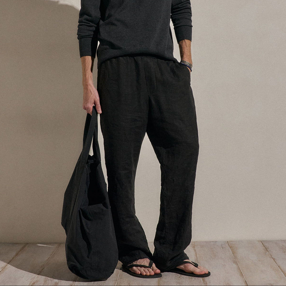 Lightweight Linen Pant - Black