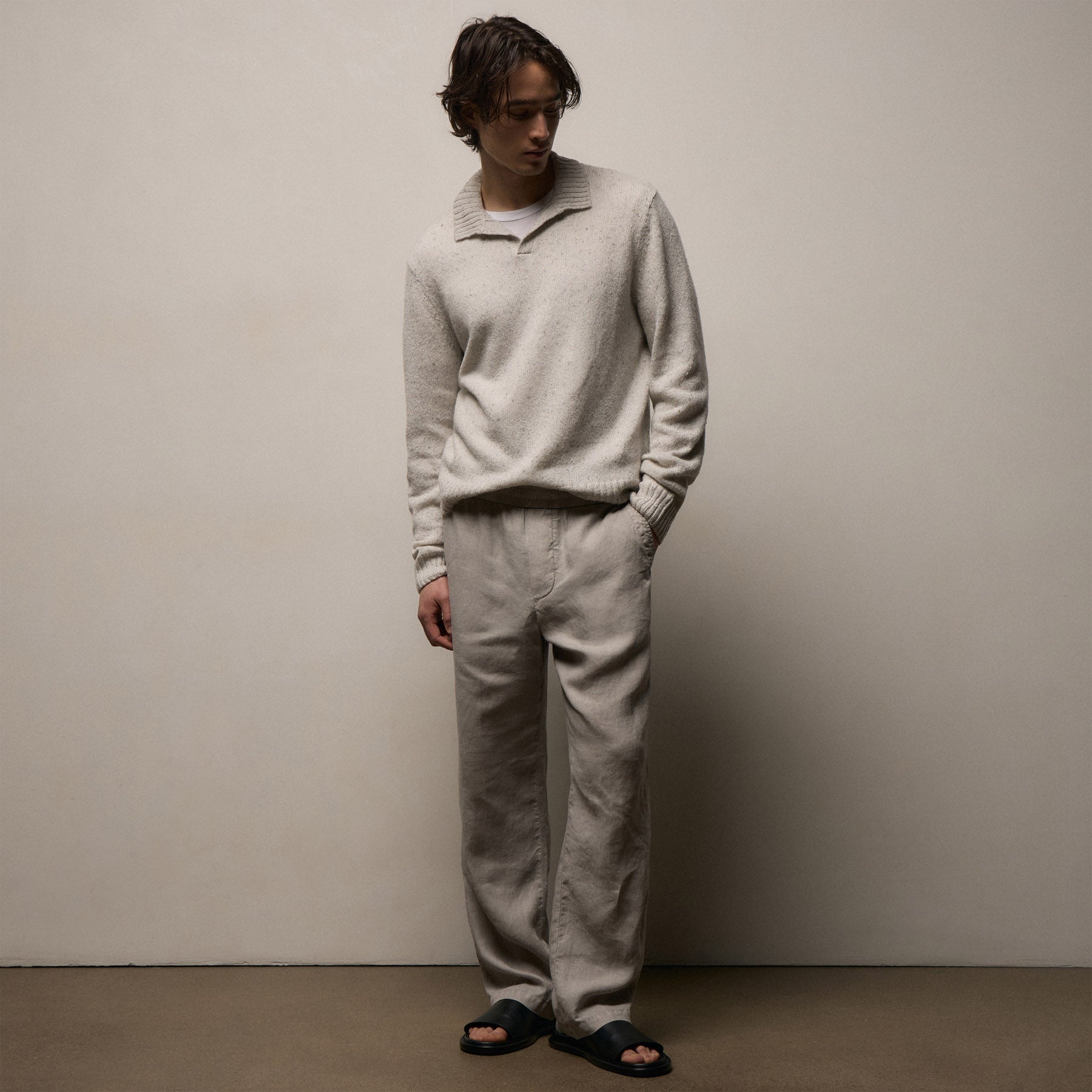 Lightweight Linen Pant in Fog Pigment | James Perse Los Angeles