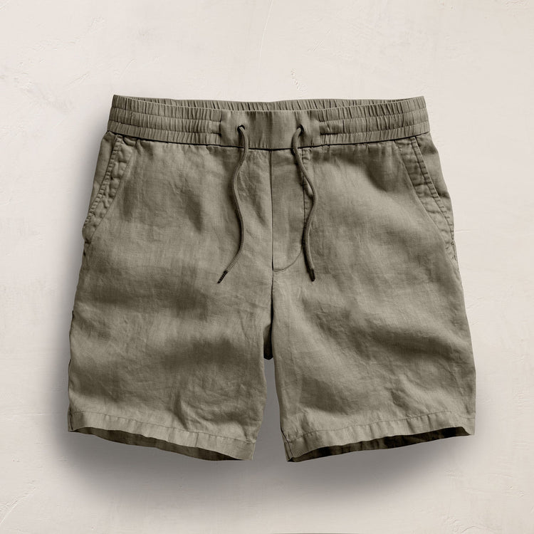 Relaxed Fit Linen Short in Birch Pigment | James Perse Los Angeles
