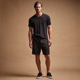 Relaxed Fit Linen Short in Black | James Perse Los Angeles