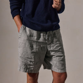 Relaxed Fit Linen Short in Grey Sky Pigment | James Perse Los Angeles