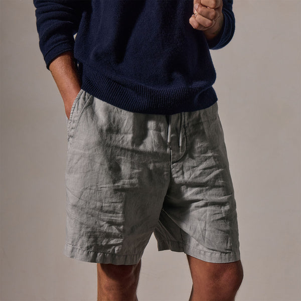 Relaxed Fit Linen Short in Grey Sky Pigment | James Perse Los Angeles