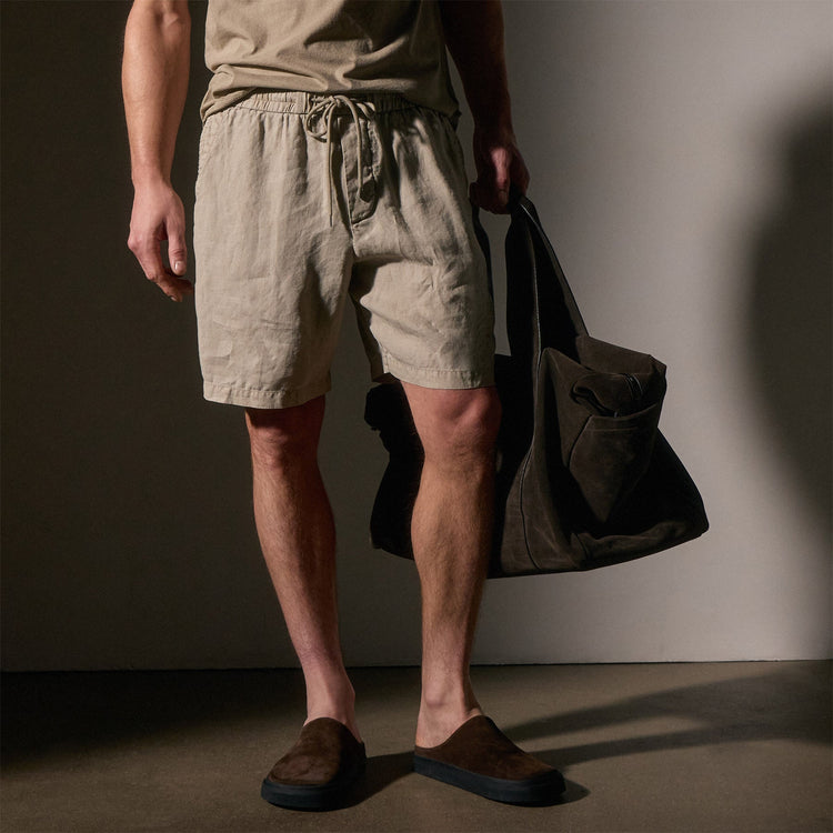 Relaxed Fit Linen Short in Mineral Pigment | James Perse Los Angeles