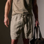 Relaxed Fit Linen Short in Mineral Pigment | James Perse Los Angeles