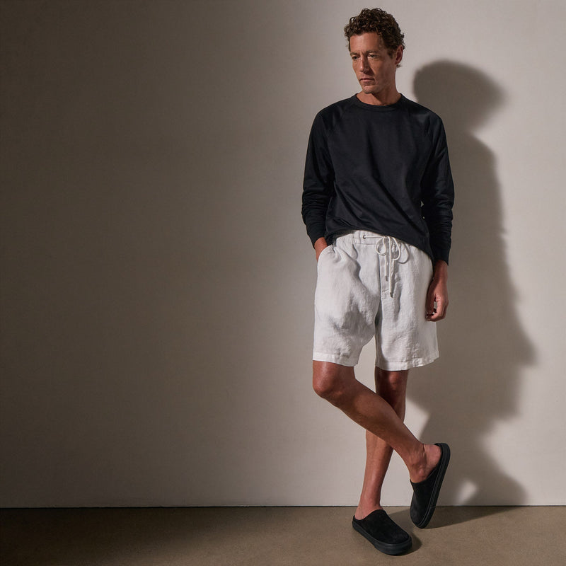 Relaxed Fit Linen Short in White | James Perse Los Angeles