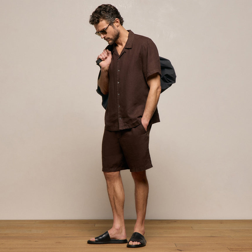 Lightweight Linen Relaxed Short in Bark Pigment | James Perse Los Angeles