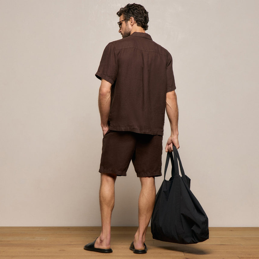 Lightweight Linen Relaxed Short in Bark Pigment | James Perse Los Angeles