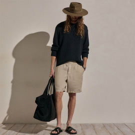 Lightweight Linen Relaxed Short in Flax Pigment | James Perse Los Angeles