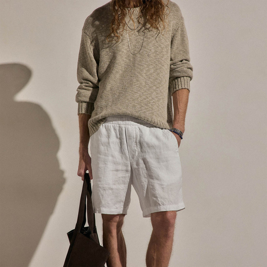 Lightweight Linen Relaxed Short in White | James Perse Los Angeles