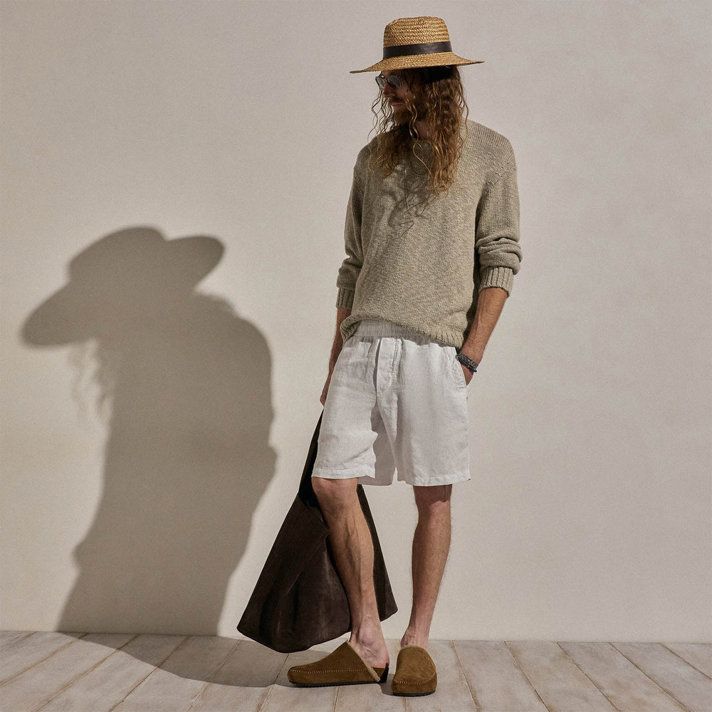 Lightweight Linen Relaxed Short in White | James Perse Los Angeles