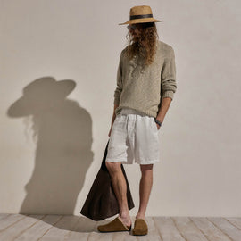 Lightweight Linen Relaxed Short in White | James Perse Los Angeles