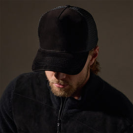 Kid Suede Trucker Hat  in Black | James Perse Los Angeles